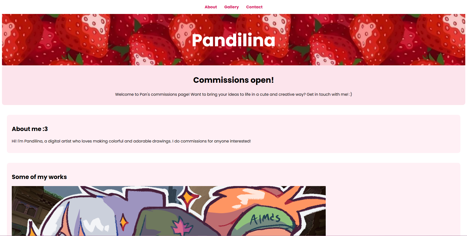 projeto de site artistico fofo